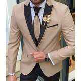 Advbridge Latest Men Suit for Wedding 3 Piece (Jacket+Vest+Pants) Peak Lapel Prom Tuxedo Slim Fit Groom Wedding Suits for Men Blazer