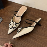 Advbridge 2025 Flower Pointed Toe High Heels Women Luxury Designer Sandals Female Summer Elegant Fashion Pumps Flower Mule Slippers Women