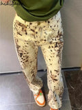 Advbridge New Bottoms Summer Women Jeans Vintage Streetwear Y2k Wide Leg Pants High Waist Casual Leopard Straight Denim Trousers