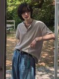 ADVBRIDGE  -  Men's T-shirts Shorts Sleeve New 2025 Summer Fashionable Solid Color Personality Round Color Pullover Tops