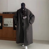 Advbridge  Men's Wide Edition Woolen Coat Casual Loose Long Thick Windbreaker Single Breasted Niche Design Jacket