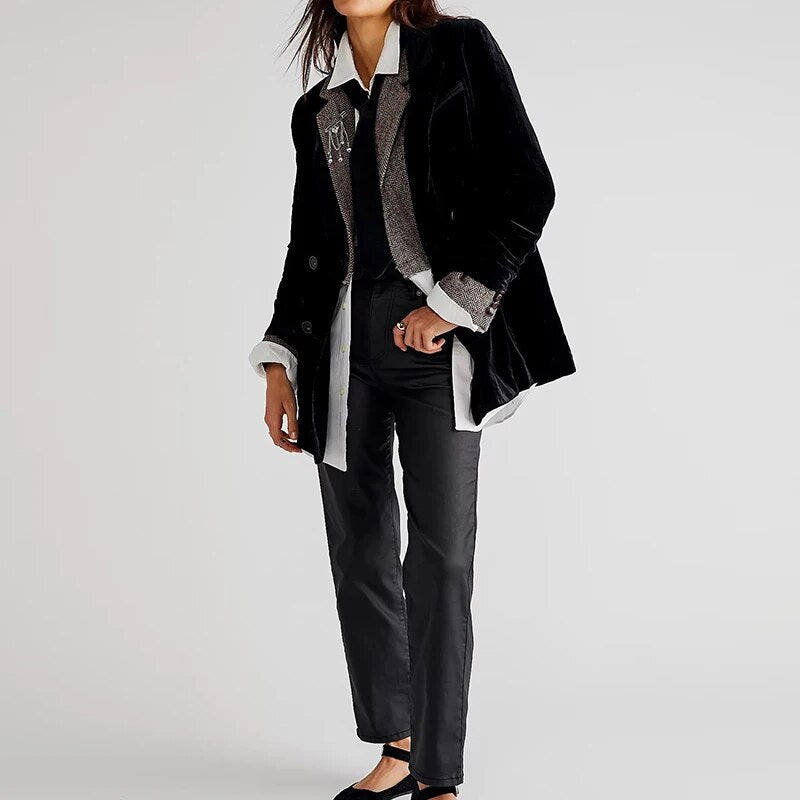 Advbridge New Fashion Long Sleeve Women Solid  Jackets Temperament Bright Velvet Blazer Coats Autumn Elegant Lapel Button Slim Cardigan