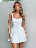 Advbridge Bowknot White Cotton Mini Dress Summer Women Sexy Short Beach Vestidos 2024 Corset A-line Tank Dress Party Club New