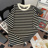ADVBRIDGE  -  Japanese Cityboy Striped T-shirt Summer American Street Short Sleeve Men's Tees 2025 New O-neck Loose Couple Versatile Tops