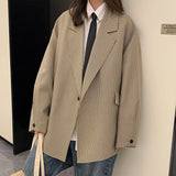 Advbridge New Luxury Houndstooth Blazers Grey Khaki Men'S Casual One Button Blazers Autumn Winter Fashion All-match Loose Suit Jackets