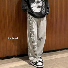 Advbridge American High Street Ins Pants Men's Niche Design Printed Loose Straight Leg Wide Leg Sports Casual Pants
