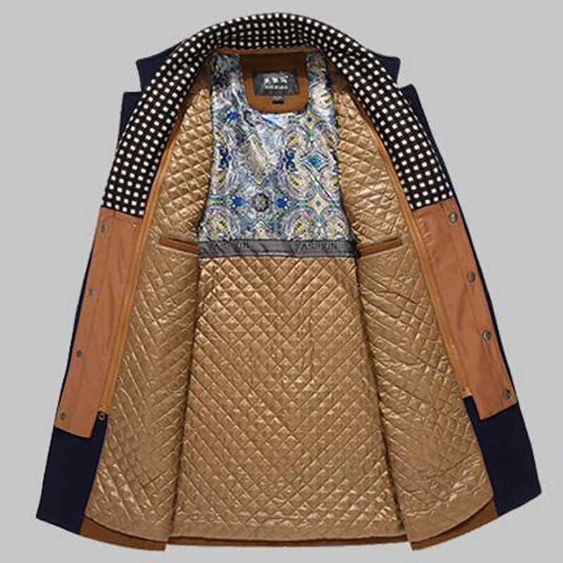 Advbridge Winter Trench Coat Men Casual Thick Wool Overcoat Men's Stand Collar Woolen Coats With Detachable Scarf Parka Casaco Masculinos