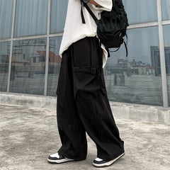 Advbridge  -  Women's Elastic Waist Loose Casual Thin Cargo Pants Hip Hop Street Unisex Style Female High Waist Straight Wide Leg Trousers