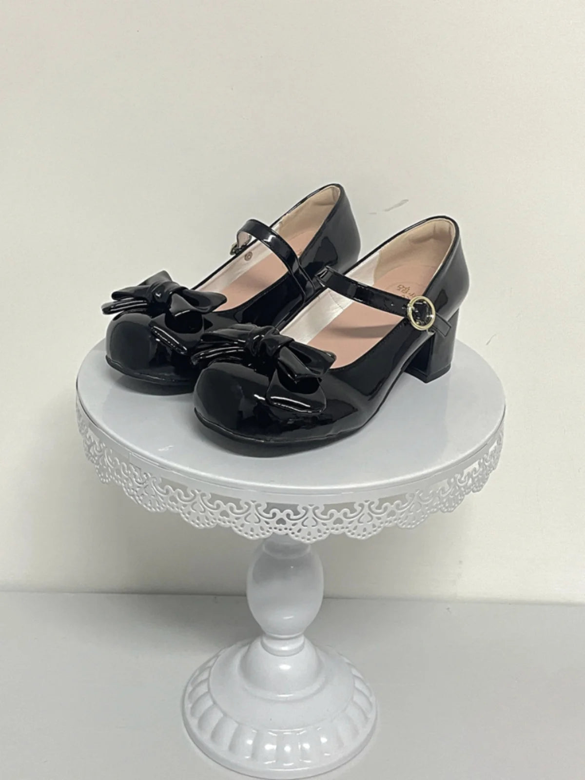 Advbridge Sweet Bow In Single Shoes For Girls With Thick Heels Round Heads Cute Jk Student Versatile Lolita Girls' Tea Party Single Shoes