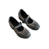 ADVBRIDGE  -  New Grey Women's Flats Casual Velvet Surface Low Top Versatile Casual Shoes French Magic Tape Slip-On Mary Janes Spring Shoes