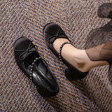 ADVBRIDGE  -  High Heels Women's Spring/Autumn New Butterfly Knot Water Diamond Strap Womens Shoes Round Head Mary Jane Single Shoes Women