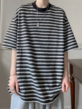 ADVBRIDGE  -  Male Striped Printing Men T Shirts Clothes Fashion Loose Tops Creativity Casual T Shirt Pattern Loose T Shirts 2025 Q222