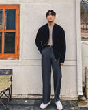 Advbridge Autumn Winter Solid Color Simple Cardigan Coat Hombre Round Neck Zipper Pocket All-match Knitted Top Male Outwear Female Clothes