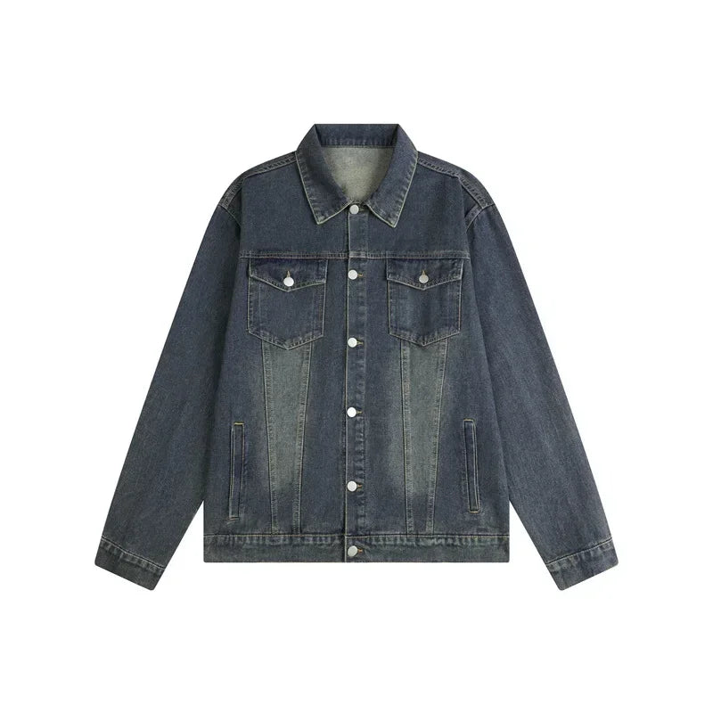 Advbridge Fashion retro slim denim jacket spring and autumn new men's and women's same lapel couple casual jacket trendy jinquedai