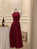 Advbridge France Vintage Halter Evening Party Long Dresses for Women Solid Sleeveless A-line Princess Wedding Prom Robe New Spring Vestido