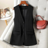 ADVBRIDGE  -  Autumn New Versatile Temperament Vest Jacket Women Korean Fashion Sleeveless Buttons Blazer Vests Causual Tops Female