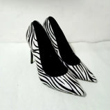 Advbridge Black White Zebra Horsehair Blade Heels Pumps Woman 12cm Metal Stiletto High Heels Purple Silk Shallow Cut Slip On Party Shoes