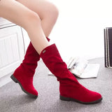 Advbridge Fur Ladies Mid Calf Shoes Round Toe Women's Half High Boots Elegant with Low Heels Goth Spring Autumn Cosplay Trend  Work Pu