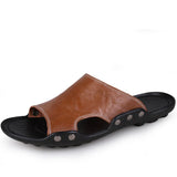 ADVBRIDGE  -  New Men's Slippers Summer Outside Leather Sandals Big Size Beach Slippers Anti-slip Mens Shoes