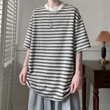 ADVBRIDGE  -  Male Striped Printing Men T Shirts Clothes Fashion Loose Tops Creativity Casual T Shirt Pattern Loose T Shirts 2025 Q222