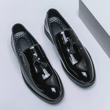 Advbridge Fashion Tassel Patent Loafers Men's Luxury Pea Shoes Night Club Shiny Leather Shoes Black Shoes Slip-on Flats Moccasins Shoes