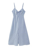 Advbridge Back Zip Blue Striped Casual Women Summer Dress Vestidos 2024 Spaghetti Strap Sleeveless Midi Long Dress Robe Sundress