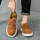 ADVBRIDGE  -  Fashion Trends Mens Black Loafers Shoes Suede Slip on Casual Dress Man Shoes Wedding Office White Soled Leather Shoes Highend