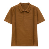 ADVBRIDGE  -  Summer new men's beige British-style pleated jacquard niche design trendy polo shirt