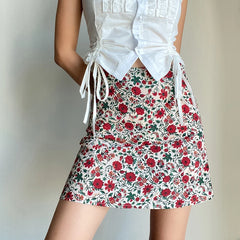 Advbridge -  Women Slip Mini Skirt In Floral Print Vintage Floral Print Mini Skirt