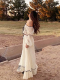Advbridge  Off Shoulder Summer Women's Dress 2025 Lantern Sleeve Bowknot Beach Casual Dress Set 2pcs Outfit Maxi Dress Vestidos