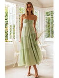 Advbridge Smocked Summer Beach Maxi Dress Women Spaghetti Strap A-line Long Holiday Sundress 2024 Spring Boho Chic Green Vestidos