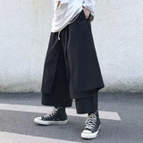 Advbridge Fake Two-Piece Pants Men Male New Loose Wide-Leg Trousers Casual Straight Streetwear Spring Autumn Hip-Hop Pantalons Capris
