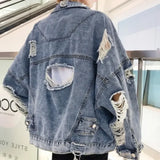 Advbridge Men‘s Wintern outfits Fashion Blue Ripped Denim Jacket Y2K Distressed Streetwear Hip Hop Broken Hole Jeans Biker Jackets Men's Spring Jackets