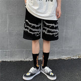Advbridge Mens Casual Shorts Summer Hip-Hop Street Harajuku Style Personalized Print Simple Sports Shorts Boys Loose Straight Pants
