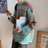 Advbridge Harajuku Style Sweater Men's Loose Casual Round Neck Knitted Sweater Korean Version Trendy Ins Hong Kong Style Versatile Sweater