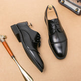 Advbridge Men Formal Shoes Leather Business Casual Shoes High Quality Dress Pointed Luxury Male Oxfords Office Triple Joint Leather Shoes