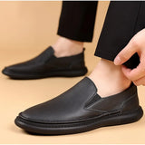 ADVBRIDGE  -  Leather Shoes Men's 2025 Summer New Male Leather Shoe Leather Man Casual Single Shoe Solid Color Breathable Mans Shoes Loafers