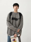 Advbridge Hip Hop Letter Print Knitted Pullovers Sweaters Men Women Fall Winter Casual Couple Thickened Oversize Vintage Sweater Top