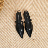 ADVBRIDGE  -  Women's Flat Sandals Minimalist Pointed Flat Sole Shoes One Word Strip with Empty Back Low Heel Women's Shoes Sandalias Mujer