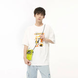 Advbridge Summer Loose Men's T-shirt Korean Style High Street Casual Round Collar Cartoon Print Short Sleeved Male Tops 2024 New Fashion