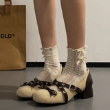 ADVBRIDGE  -  New Spring Vintage Thick Heel Women Mary Jane Shoes Concise Belt Buckle Shoes Female Elegant Party Dress Pumps