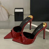 ADVBRIDGE  -  Summer Street Style Thin Heels Woman Slippers Sexy Pointed Toe Stripper Wedding Slides Ladies Shoes Zapatos De Mujer