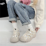 ADVBRIDGE  -  Women's Mesh Breathable Sports Shoes with Thick Soles Dad's Shoe Student Height Increasing Running Shoes Outdoor Hiking Shoe