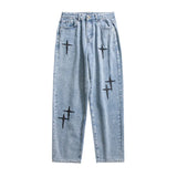 ADVBRIDGE  -  New Men's Star Embroidery Jeans Baggy Straight Fashion Korean Wide Leg Denim Pants Streetwear Hip Hop Male Trousers Trendy Brand