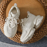 Advbridge Cowhide ~ Daddy shoes women 2024 spring and autumn new super thick sole increase white casual shoes burst