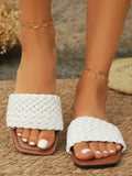 ADVBRIDGE  -  Women's Slippers Summer Selling Sexy Braided Red Square Toe Flat Flip-Flops Fashion Beach Mules Casual Indoor Home Slippers