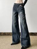 Advbridge Vintage Washed Pockets Jeans Women Loose High Waist Straight Denim Trousers Female 2025 Spring Autumn Fashion Lady Streetwears