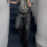 Advbridge American High Street Streetwear Jeans Men Spliced Heavy Industry Graffiti Distressed Zipper Jeans Men and Women Same Style