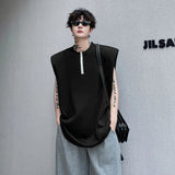 Advbridge Men's Tank Top Zipper Structure Design Loose Round Neck 2024 Summer New Fashion Solid Color Versatile Male Vest