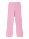 Advbridge Pink Blazer Suit Floor Length Pants 2 Piece Set Women Single Button Coat Straight Pants Sets  Spring Fashion Commuting Suits